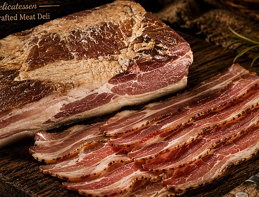 Italiano Romano Classico arranged on a dark artisan board